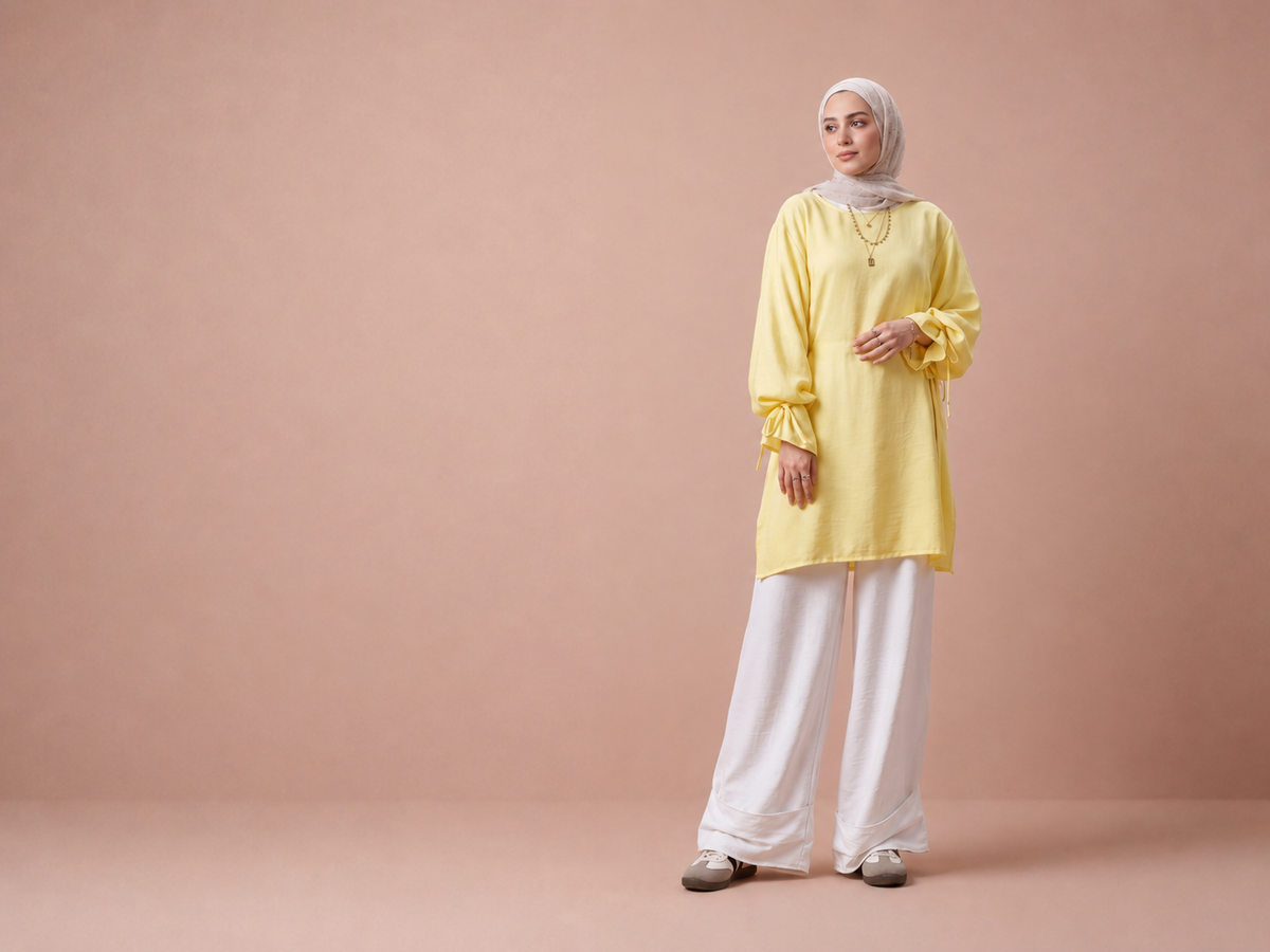 Tie-Cuff Tunic Set