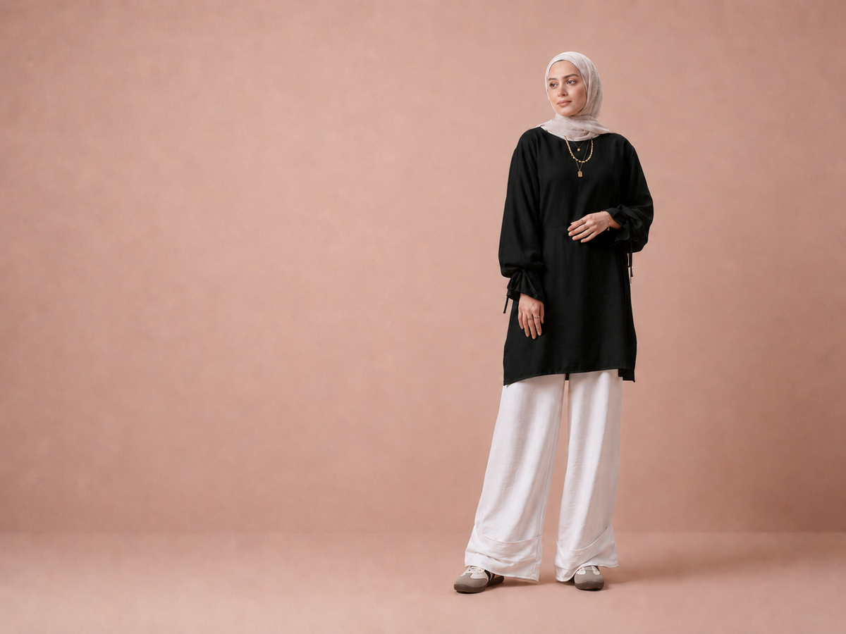 Tie-Cuff Tunic Set